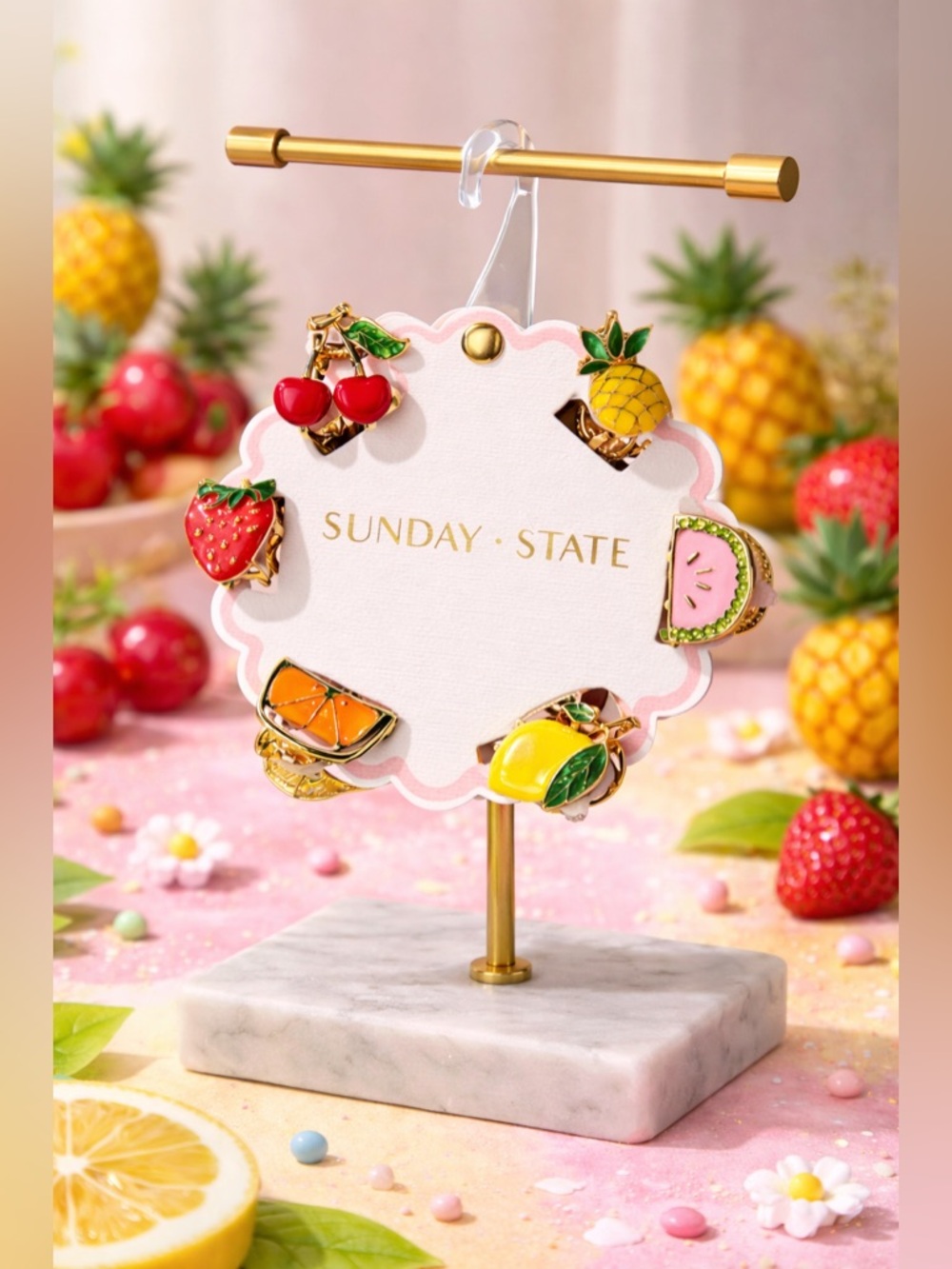 Sunday State Fruit Enamel Charm Hair Clips